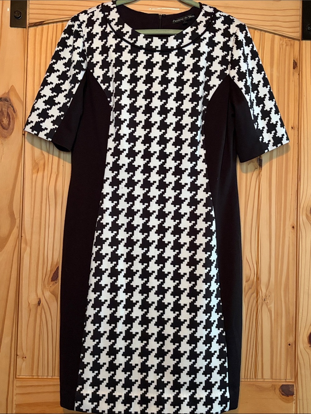 Black & White Houndstooth Sheath Dress - Ponte Knit